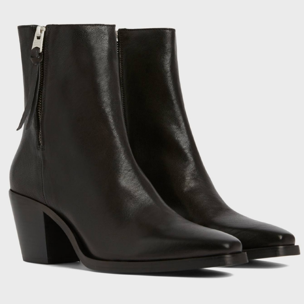 ALL SAINTS COHEN LEATHER BOOTS, Size 8, Colour Black